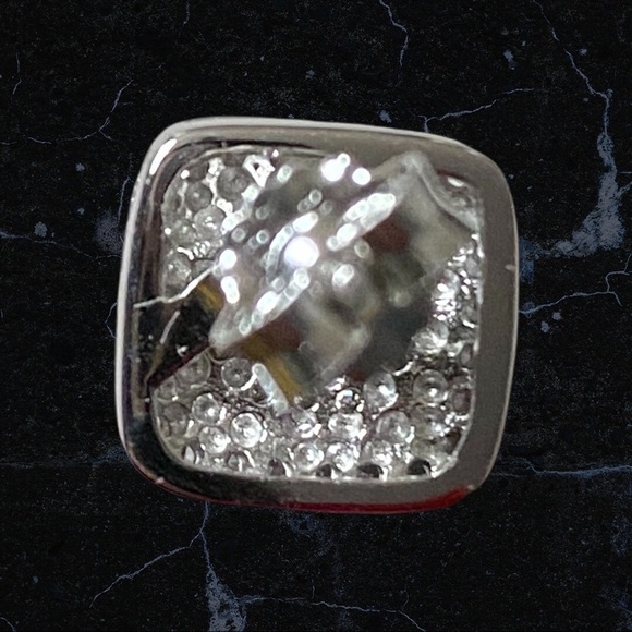 Crystal and Rhodium Post Earrings - Picture 5 of 6